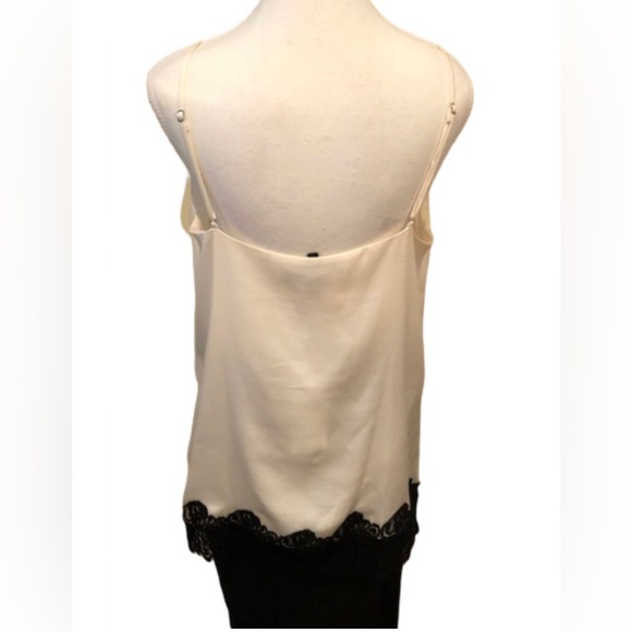 BCBG MAXAZRIA Helena High Low Lace-Trimmed Top Cream Black Sz M - Picture 6 of 11